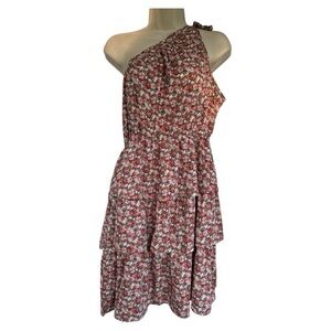 Prettygarden  Floral One-Shoulder Dress L